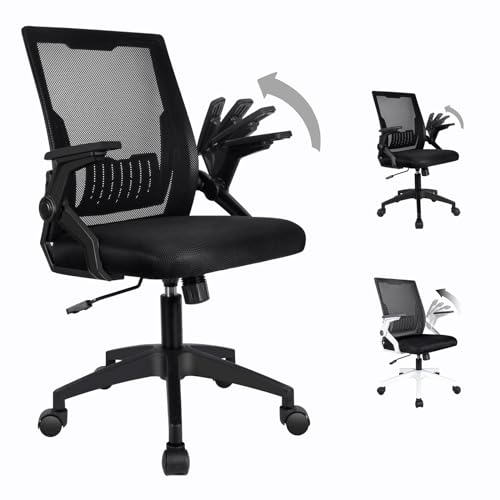 FlamingoCasa Bürostuhl ergonomisch schwarz schreibtischstuhl: Ergonomischer büro mesh drehstuhl mit Rollen - Kinder Stuhl mit armlehne für Schreibtisch von FlamingoCasa