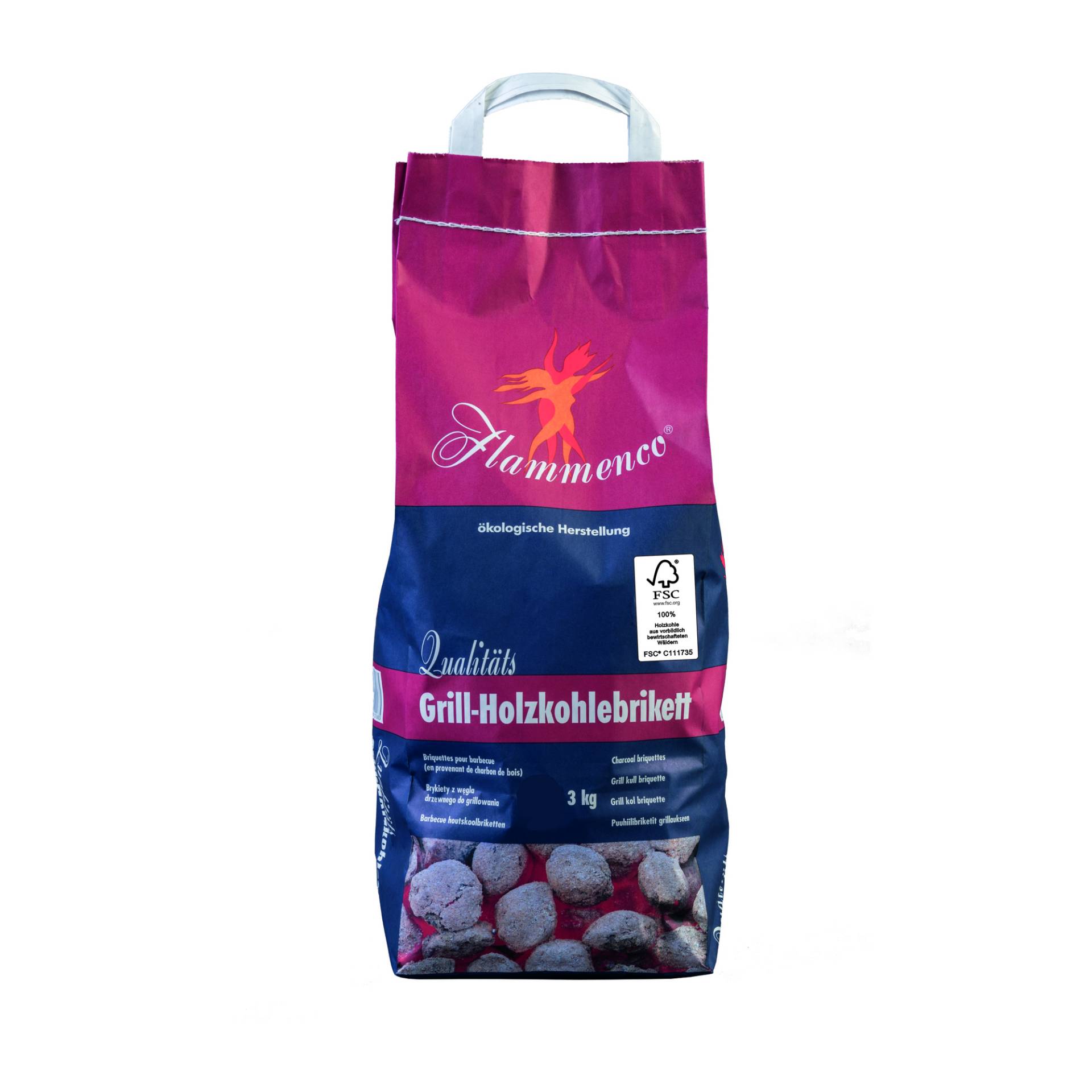 Flammenco Grill-Holzkohlebrikett 100 % FSC 3 kg von Flammenco