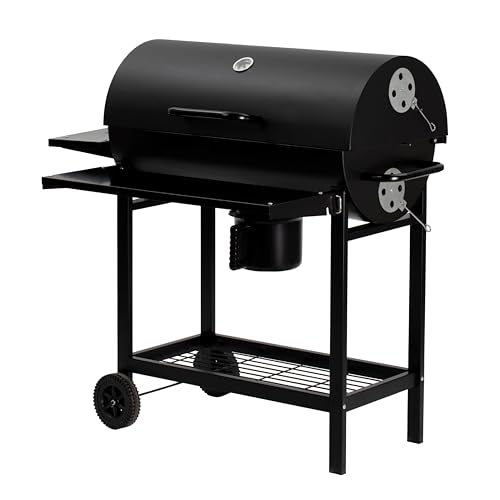 FLAMMIFERA | Grill - 108x70x102 cm | Holzkohlegrill Edelstahl | BBQ Grill Mit Thermometer und Räder | Kohlegrill mit Deckel für Outdoor-Bereich, für Garten | Steak Grill, Schaschlikgrill | Grau von Flammifera