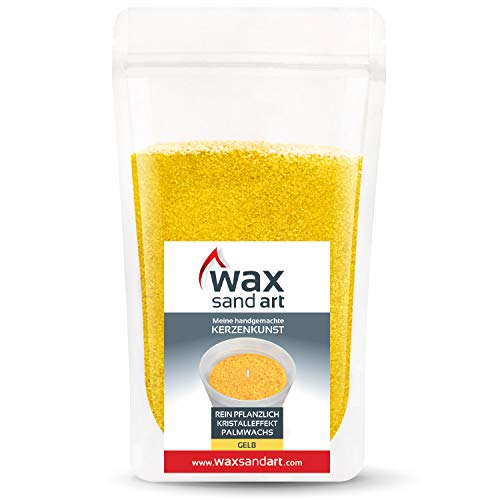 Kerzensand 500 Gramm ohne Duft von Kerzenwelt (ink. Dochte) (Gelb) von Flamonie