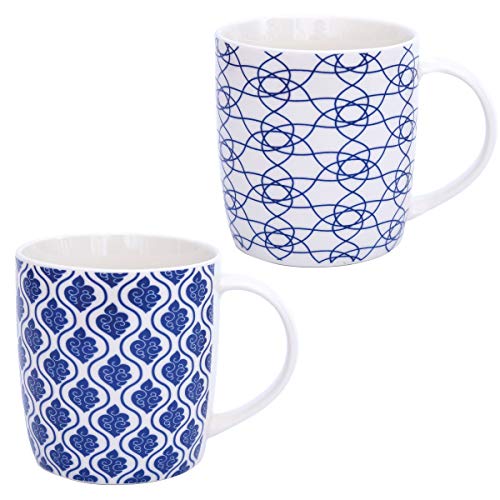 Flanacom Premium Kaffeetassen 2-er Set Boho Design - Große Keramik Kaffee-Becher ca. 300-ml - Hochwertige Tee-Tassen - Modernes Kaffeetassen-Set 2-teilig - Geschenk für Frauen (Design 5 2er Set) von Flanacom