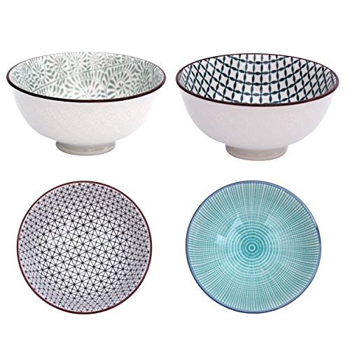 Boho Snack-Schale 4-er Set aus Porzellan - Dip-Schale Deko-Schüssel im einzigartigen orientalischen Design - edle Geschirr-Schüssel für Dipps, Kekse, Desserts, Nüsse, Obst - ca. 400 ml (Design 2) von Flanacom