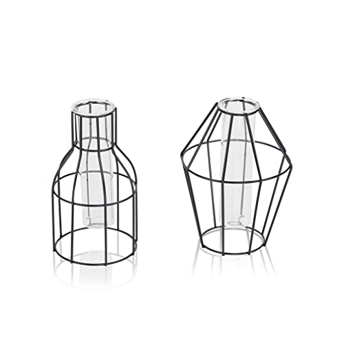 Designer Deko-Vase 2er Set Geometrisch - Moderne Tisch-Deko für zu-Hause - Zeitloses & minimalistisches Design - Dekoration Wohnung Modern - Reagenzglas-Vase aus Metall - Schwarz Designer Deko-Vase 2er Set Geometrisch - Moderne Tisch-Deko für zu-Hause - Zeitloses & minimalistisches Design - Dekoration Wohnung Modern - Reagenzglas-Vase aus Metall - Schwarz von Flanacom