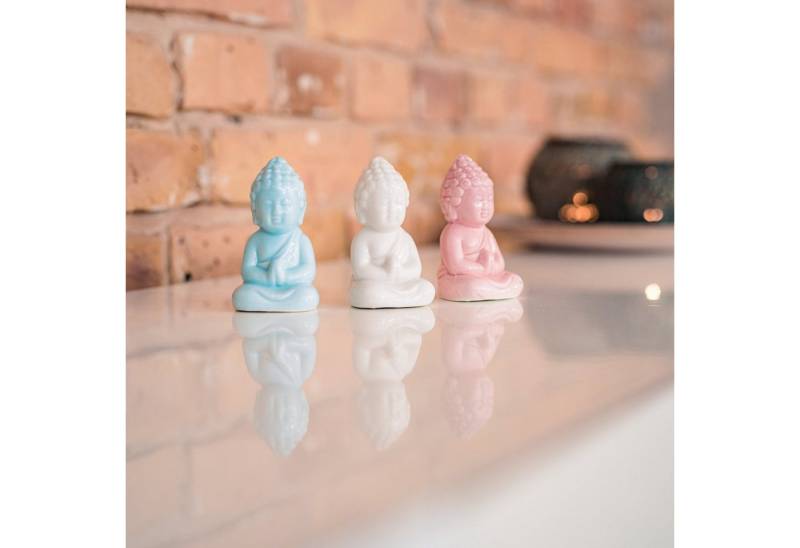 Flanacom Dekofigur Mini-Buddha - 3er Set - Keramikfiguren (Set, 3 St., 3-tlg), dreifarbig von Flanacom