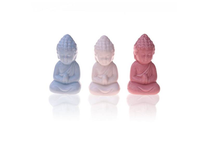 Flanacom Dekofigur Mini-Buddha - 3er Set - Keramikfiguren (Set, 3 St., 3-tlg), dreifarbig von Flanacom