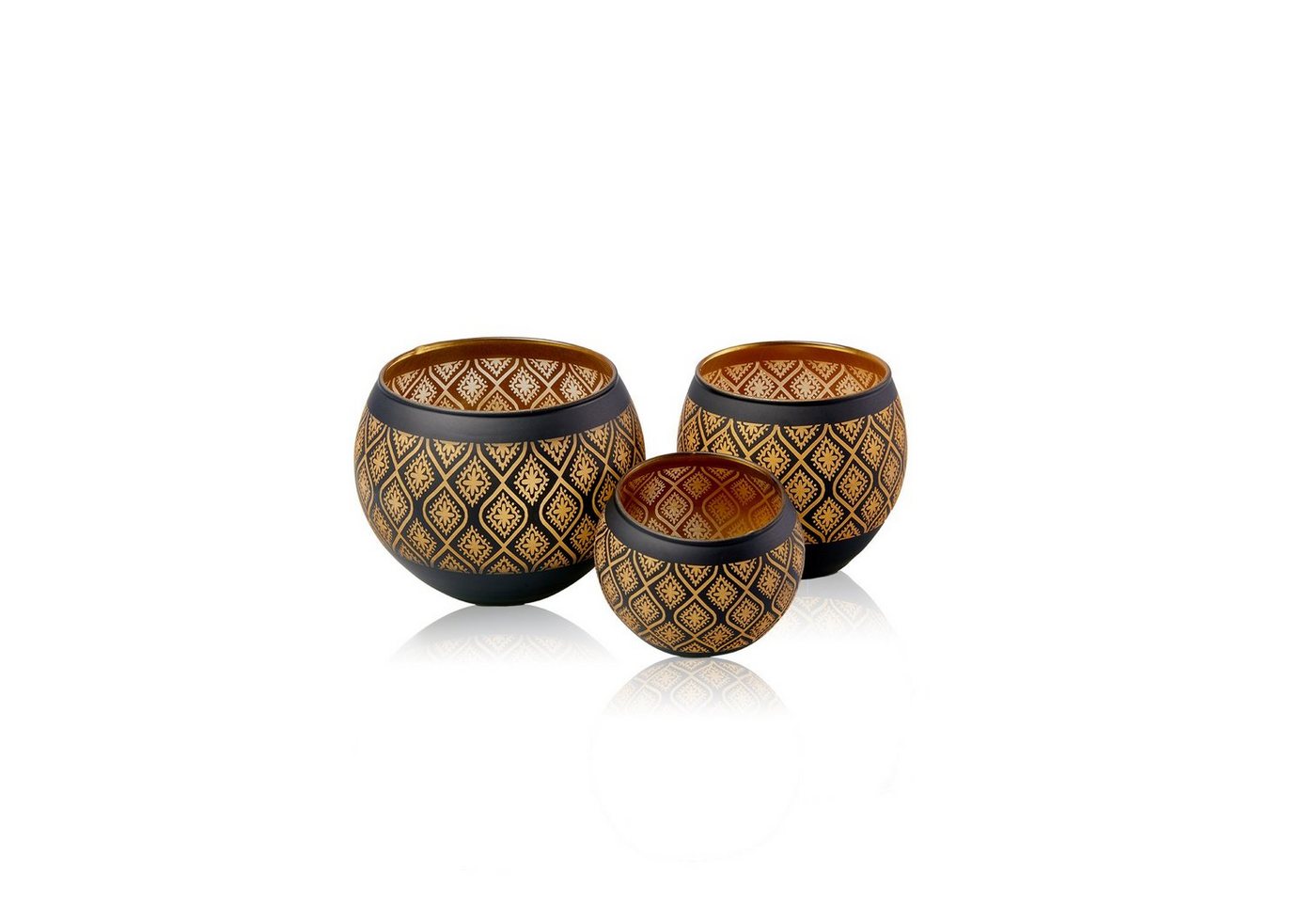 Flanacom Teelichthalter Orientalische Kerzengläser Glas - Ornament Design (3er Set), orientalisches Design von Flanacom