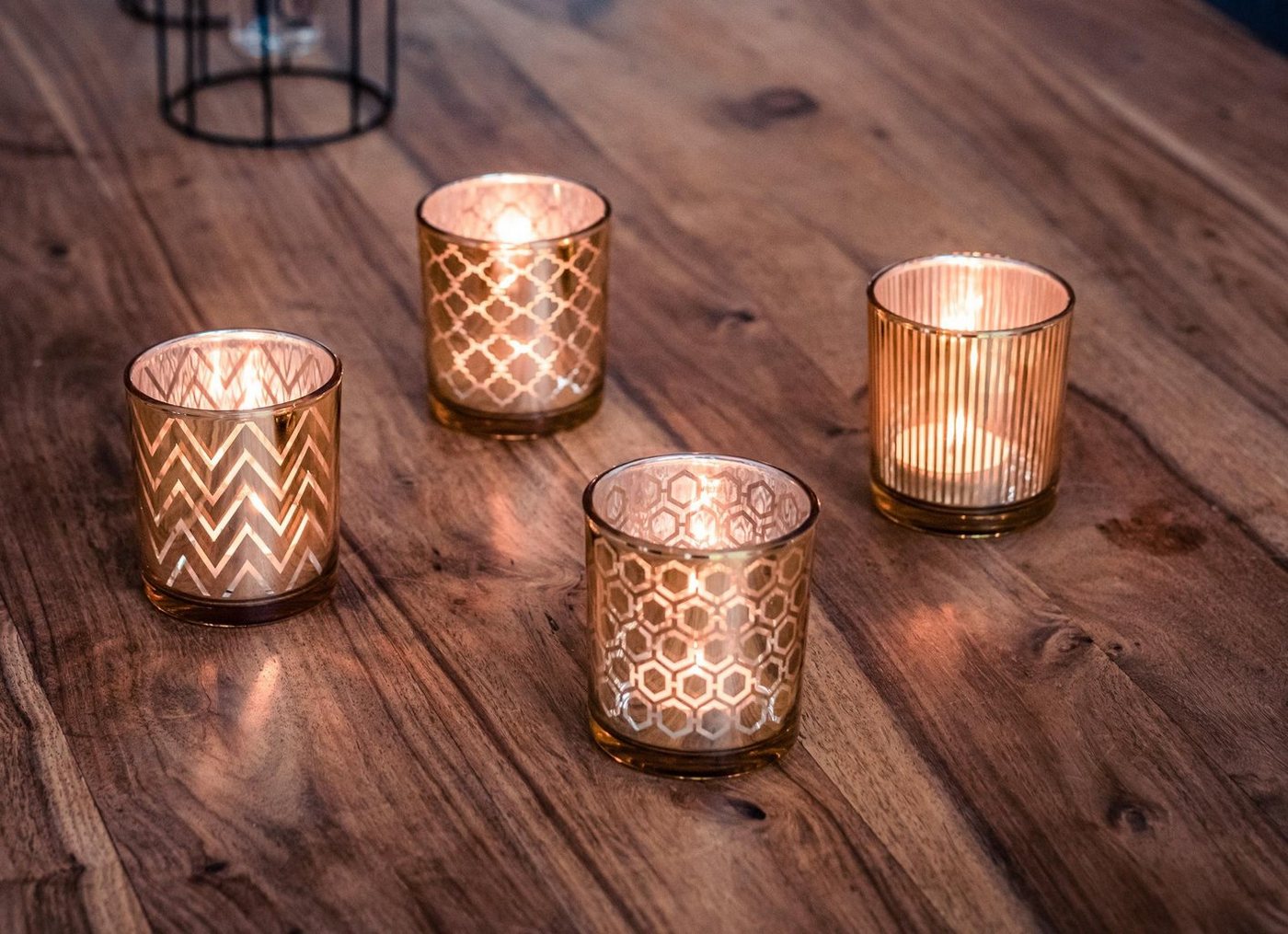 Flanacom Teelichthalter Orientalische Kerzengläser Glas - Ornament-Design (4er Set), orientalisches Design von Flanacom