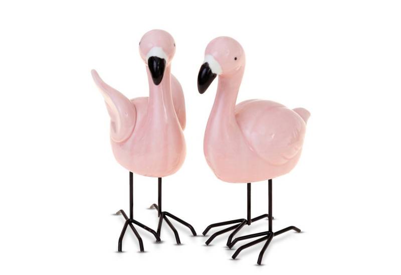 Flanacom Tierfigur Flamingo Dekofiguren Set Rosa 16 x 10 cm Deko (2 St), Wohnzimmer Gartendeko für draußen Geschenk für Frauen von Flanacom