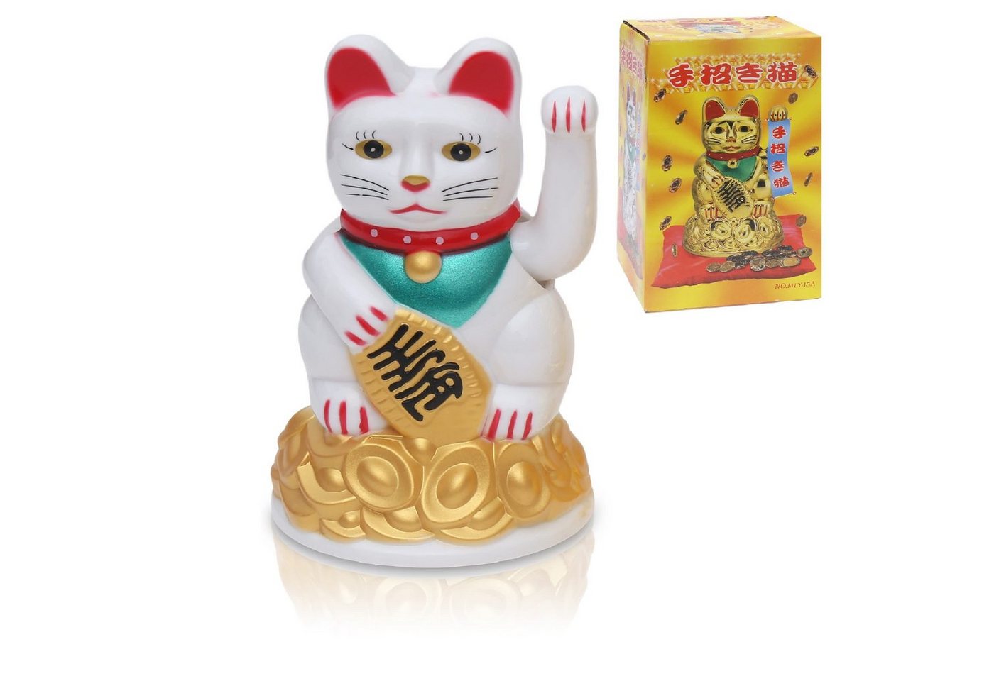 Flanacom Winkekatze Winkende Japanische Glückskatze Wackelfigur Glücksbringer Büro, Schreibtisch - lustige Scherzartikel - Abschiedsgeschenk - Wichteln von Flanacom