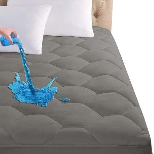 wasserdichte Matratze Pad, 8-18" Deep Pocket Protector Ultra Soft Gesteppte Topper Abdeckung Atmungsaktive Passform für Schlafsaal Home Hotel -Grau (140 * 200 cm) von Flanhorest