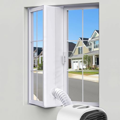Fensterabdichtung für Mobile Klimageräte & Ablufttrockner, Klimaanlage Fensterabdichtung mit Doppelreißverschluss, Fensterabdichtung ohne Bohren für Kippfenster, Schiebefenster & Dachfenster (500cm) von Flanliy