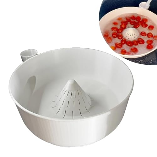 Flanliy Automatische Gemüse und Obstwäscher, Automatisch Rotierender Spülkorb, Schnellspül und Trockenkorb zum Obst und Gemüse Waschen, Obst und Gemüse Waschkorb für Zuhause, Küche, Picknicks (L) von Flanliy