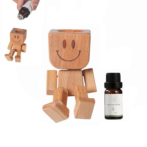 Flanliy Schüttelmann Wackelfigur Auto, Wackelmännchen Auto mit 10ML Ätherische Öle, Schüttelmann aus Naturholz, Lustig Wackelmann mit Schüttelnden Beine für Armaturenbrett Dekoration (Gardenie) von Flanliy