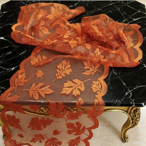 Herbstdeko Tischläufer, Ahornblätter Tischläufer Herbst, 33x183 cm Autumn Decor Spitze Tischdecke für Herbstdeko Tisch, Erntedankfest Party Deko (A) von Flanliy