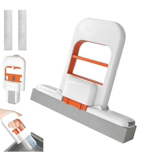 Mini Foldable Desktop Mop, Selbstauswringender Schwammwischer, Mini Wischmopp mit Auswringfunktion, Saugfähig Schwamm Mop zum Reinigung von Desktop und Arbeitsplatte Küche, Badezimmer (A) von Flanliy