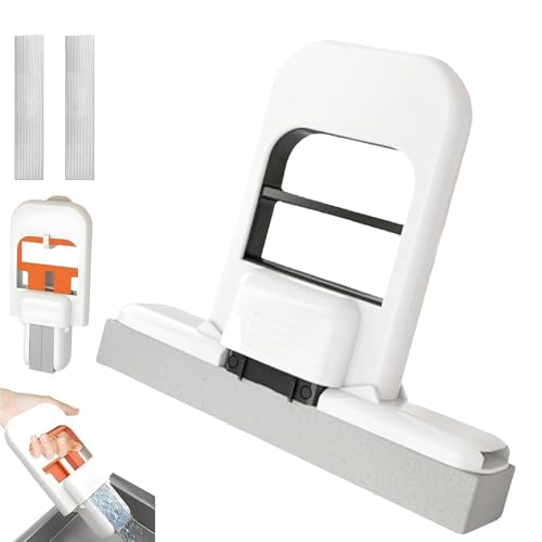 Mini Foldable Desktop Mop, Selbstauswringender Schwammwischer, Mini Wischmopp mit Auswringfunktion, Saugfähig Schwamm Mop zum Reinigung von Desktop und Arbeitsplatte Küche, Badezimmer (B) von Flanliy