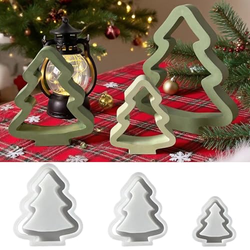 Silikonformen Gießformen Weihnachten, 3 Stück Silikonform Tannenbaum, Gießformen Silikon Weihnachten, Silikonform Weihnachtsbaum, Silikon Gießform Weihnachten für DIY Weihnachtsdeko Handwerk (A) von Flanliy