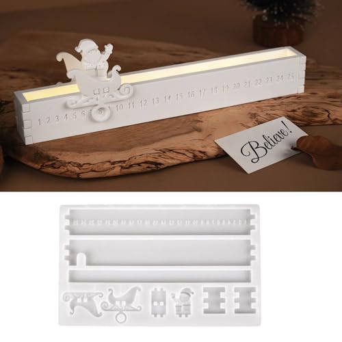 Silikonformen Gießformen Weihnachten, Silikonform Weihnachten Adventskalender, Gießformen Silikon Weihnachtsmann Adventskalender, Giessformen Silikon für DIY Weihnachtsdeko Countdown Kalender (A) von Flanliy