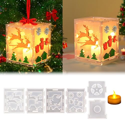 Silikonformen Gießformen Weihnachten Laterne, Silikonform Weihnachten mit 1 LED Kerzen, Gießformen Silikon Weihnachtslaterne mit Elch Mustern, Gießform Weihnachten für DIY Weihnachtsdeko Laterne (A) Silikonformen Gießformen Weihnachten Laterne, Silikonform Weihnachten mit 1 LED Kerzen, Gießformen Silikon Weihnachtslaterne mit Elch Mustern, Gießform Weihnachten für DIY Weihnachtsdeko Laterne (A) von Flanliy