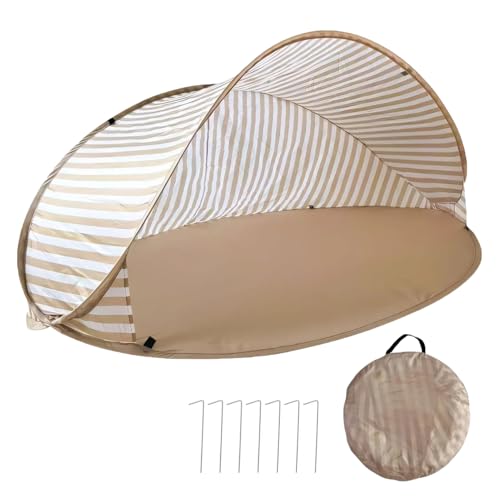 Strandmuschel Pop Up, Strandmuschel Baby UV Schutz, 2-3 Personen Familie Sonnenschutz Strandzelt, UPF 50+ Strandzelt Faltbar, Strand Muschel mit Tragetasche und Bodenheringe für Strand, Camping (A) von Flanliy