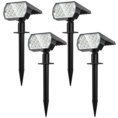 Flaow Solarlampen für Außen, 65 LED 800LM 6500K Solarstrahler für Außen, 2-in-1 Solar Gartenleuchte, 3 Helligkeitsmodi Wasserdichte Solarleuchten für Garten Weg Terrasse Rasen (Kaltweiß, 4 Stück) von Flaow
