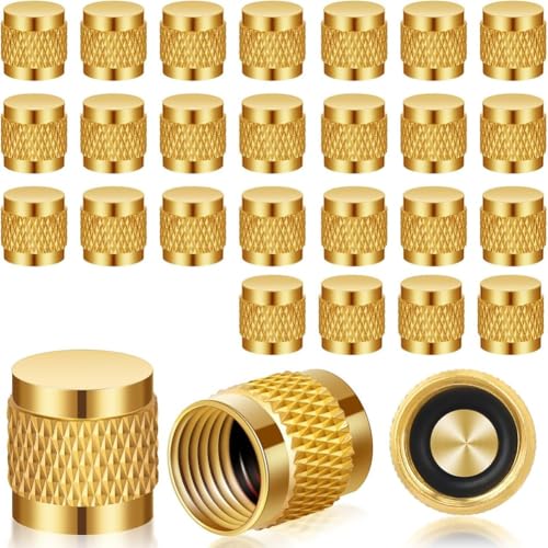 Flaroey 1/4-Bördelkappe, Runde HVAC-Verschlusskappen Aus Messing, mit Neopren-O-Ring-Dichtung, AC-Service-HVAC-Ventilkappen, (25 Stück) A von Flaroey