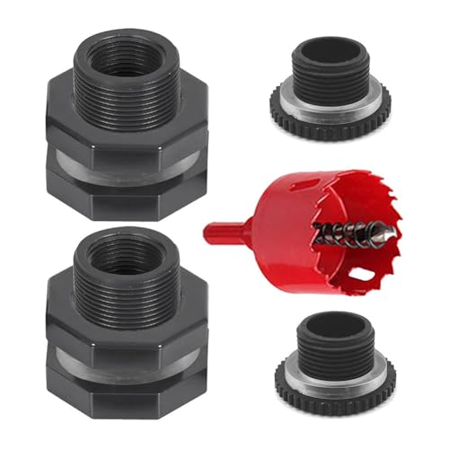 Flaroey 2-Teiliges Regentonnen-Schottmontageset mit Stopfen und Lochsägenwerkzeug, 1-PVC-Zapfenanschlussset für Regentonnen von Flaroey