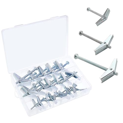 Flaroey 24-Teiliges Set mit Kippdübeln und Flügelmuttern zum Aufhängen Schwerer Gegenstände An Trockenbauwänden - 1/8, 3/16, 1/4 von Flaroey