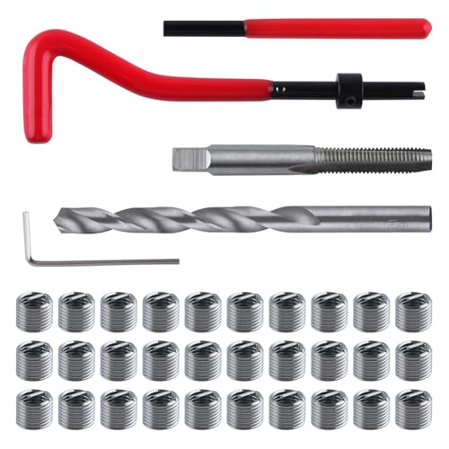 Flaroey 30-Teiliges Gewindereparaturset M8x1,25, Metrisches Reparaturset mit HSS-Bohrergewinde, für Autoreparaturen von Flaroey