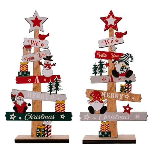 Flaroey Desktop-Weihnachtsbaum, DIY, Dekoratives Weihnachtsschild Aus, Plakette, Holzschild, Wohnzimmer, Schlafzimmer, Büro, Neujahrsgeschenk von Flaroey