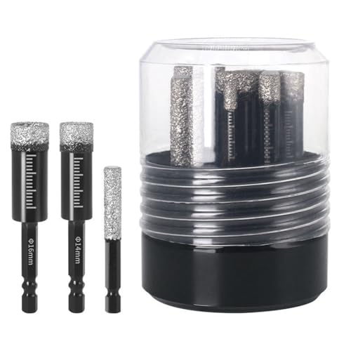 Flaroey Diamant-Trockenbohrkrone und Schleifstab-Set für Keramikfliesen, Glas und Marmor von Flaroey