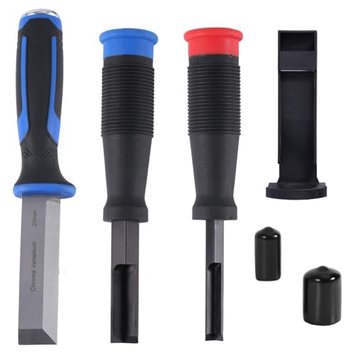 Flaroey Holzbeitel-Set mit 3 Schutzkappen. Vierkant-Stemmbeitel mit Rutschfestem für Türrahmen. von Flaroey