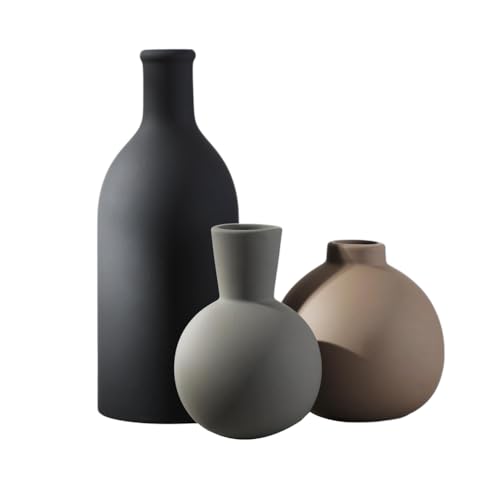 Flaroey Keramikvase 3er-Set, Heimdekoration, Rustikale Vase, Bauernhausdekor, für Blumensträuße, Pampasgras, Getrocknete Frische Blumen von Flaroey