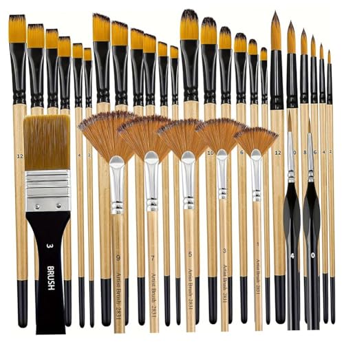 Flaroey Pinselset, 64-Teilig/Set, Nylonpinsel in 7 Stilen mit Holzgriff, Dickes, Fusselfreies Pinselset für Kinder Flaroey Pinselset, 64-Teilig/Set, Nylonpinsel in 7 Stilen mit Holzgriff, Dickes, Fusselfreies Pinselset für Kinder von Flaroey
