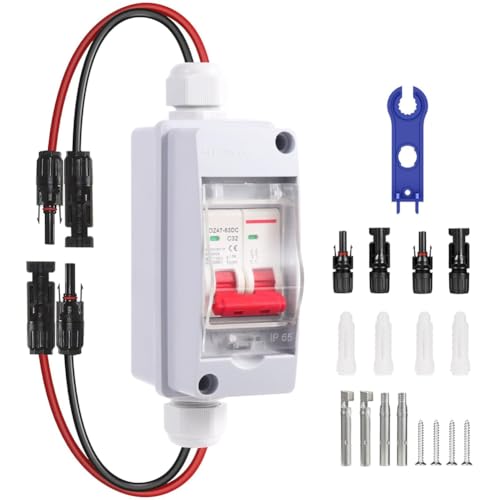 Flaroey Solarmodul-Trennschalter DC 500 V Solar-Leistungsschalterkasten 32 Ampere IP65 Wasserdichter Miniatur-Leistungsschalter Solar-PV Flaroey Solarmodul-Trennschalter DC 500 V Solar-Leistungsschalterkasten 32 Ampere IP65 Wasserdichter Miniatur-Leistungsschalter Solar-PV von Flaroey