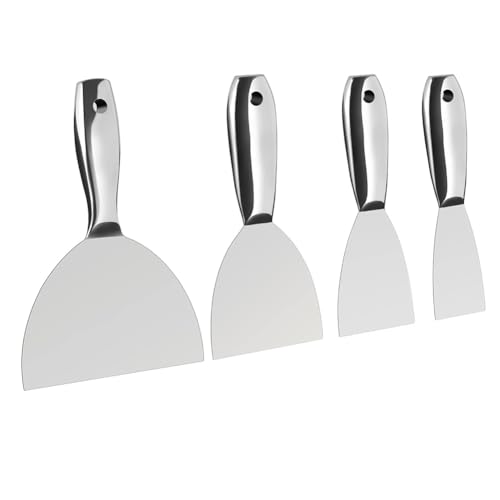 Flaroey Spachtelset, 4-Tlg. Einteiliges, Hochwertiges, Poliertes Schaberwerkzeug Aus Rostfreiem Stahl für die Trockenbau-Endbearbeitung Flaroey Spachtelset, 4-Tlg. Einteiliges, Hochwertiges, Poliertes Schaberwerkzeug Aus Rostfreiem Stahl für die Trockenbau-Endbearbeitung von Flaroey