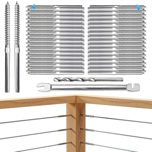 Flaroey Swage-Lag-Schrauben für Seilgeländer 1/8" Seilgeländer-Hardware-Set für Holzpfosten-Geländersystem für Terrasse und Flaroey Swage-Lag-Schrauben für Seilgeländer 1/8" Seilgeländer-Hardware-Set für Holzpfosten-Geländersystem für Terrasse und von Flaroey
