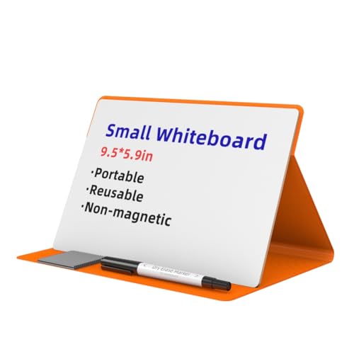 Flaroey Tragbares Kleines Whiteboard, Wiederverwendbares Mini-Magnet-Whiteboard mit Abwischbarem Marker-Tuch, Magnetisches Whiteboard, Orange von Flaroey