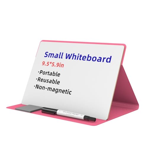 Flaroey Tragbares Kleines Whiteboard, Wiederverwendbares Mini-Magnet-Whiteboard mit Trocken Abwischbarem Marker-Tuch, Magnetisches Whiteboard, Rosa von Flaroey
