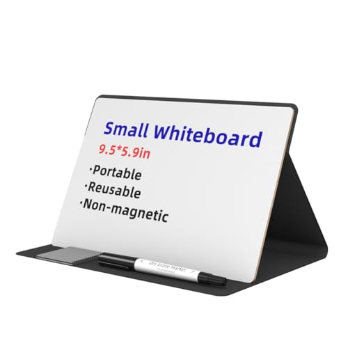 Flaroey Tragbares Kleines Whiteboard, Wiederverwendbares Mini-Magnet-Whiteboard mit Trocken Abwischbarem Marker-Tuch, Magnetisches Whiteboard, Schwarz von Flaroey