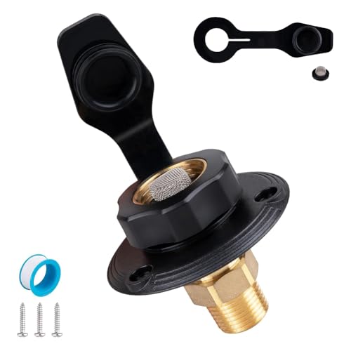 Flaroey Wohnmobil-Wassereinlass, Wohnmobil-Stadteinlass mit Rückschlagventil, Wohnmobil-Wasserschlauchanschluss mit Abdeckung, 3/4NH Buchse auf 1/2NPT-Stecker Flaroey Wohnmobil-Wassereinlass, Wohnmobil-Stadteinlass mit Rückschlagventil, Wohnmobil-Wasserschlauchanschluss mit Abdeckung, 3/4NH Buchse auf 1/2NPT-Stecker von Flaroey