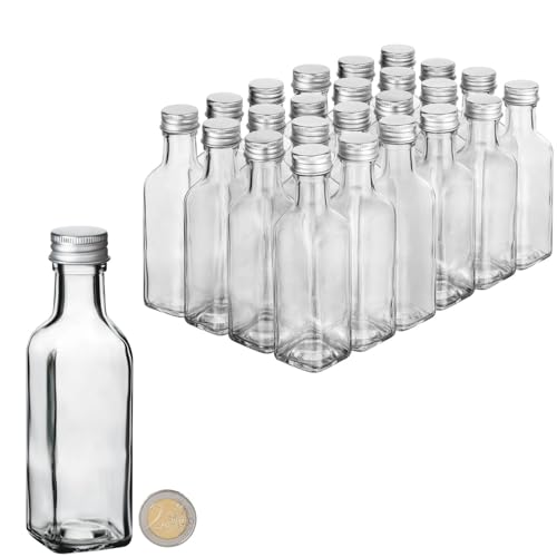 24x kleine Glasflaschen zum Befüllen 100ml Flaschen für Likör Flaschen zum Befüllen Glas Likörflaschen 100 ml leere Flaschen mit Schraubverschluss Glasflasche Likörflasche, Ölflaschen von Flaschen-Fuchs