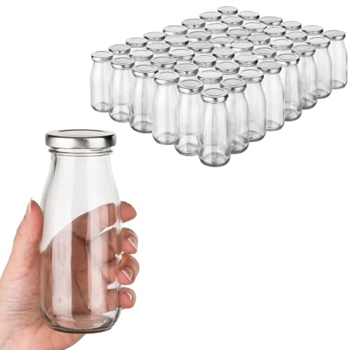 48x Milchflasche Glasflasche 250ml - kleine Glasflaschen zum Befüllen leere Flaschen zum Befüllen mit Schraubverschluss Smoothie Flasche Glas Weithalsflasche Milchbehälter von Flaschen-Fuchs