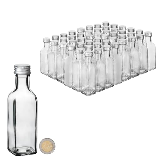 96x kleine Glasflaschen zum Befüllen 100ml Flaschen für Likör Flaschen zum Befüllen Glas Likörflaschen 100 ml leere Flaschen mit Schraubverschluss Glasflasche Likörflasche, Ölflaschen von Flaschen-Fuchs
