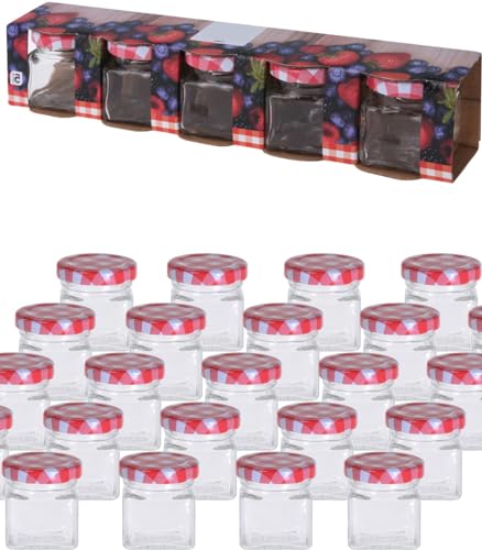 Flaschen-Fuchs 20er Set Marmeladengläser klein 50ml mit Deckel mini Gläser Einmachgläser kleine Gläser mit Deckel kleine Honiggläser mit Schraubverschluss Schraubgläser Nachtisch von Flaschen-Fuchs