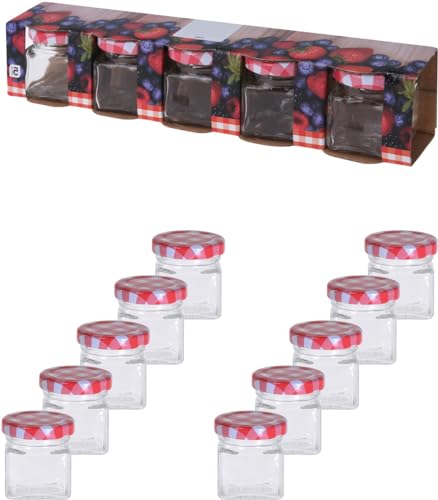 Flaschen-Fuchs 5er Set Marmeladengläser klein 50ml mit Deckel mini Gläser Einmachgläser kleine Gläser mit Deckel kleine Honiggläser mit Schraubverschluss Schraubgläser Nachtisch von Flaschen-Fuchs