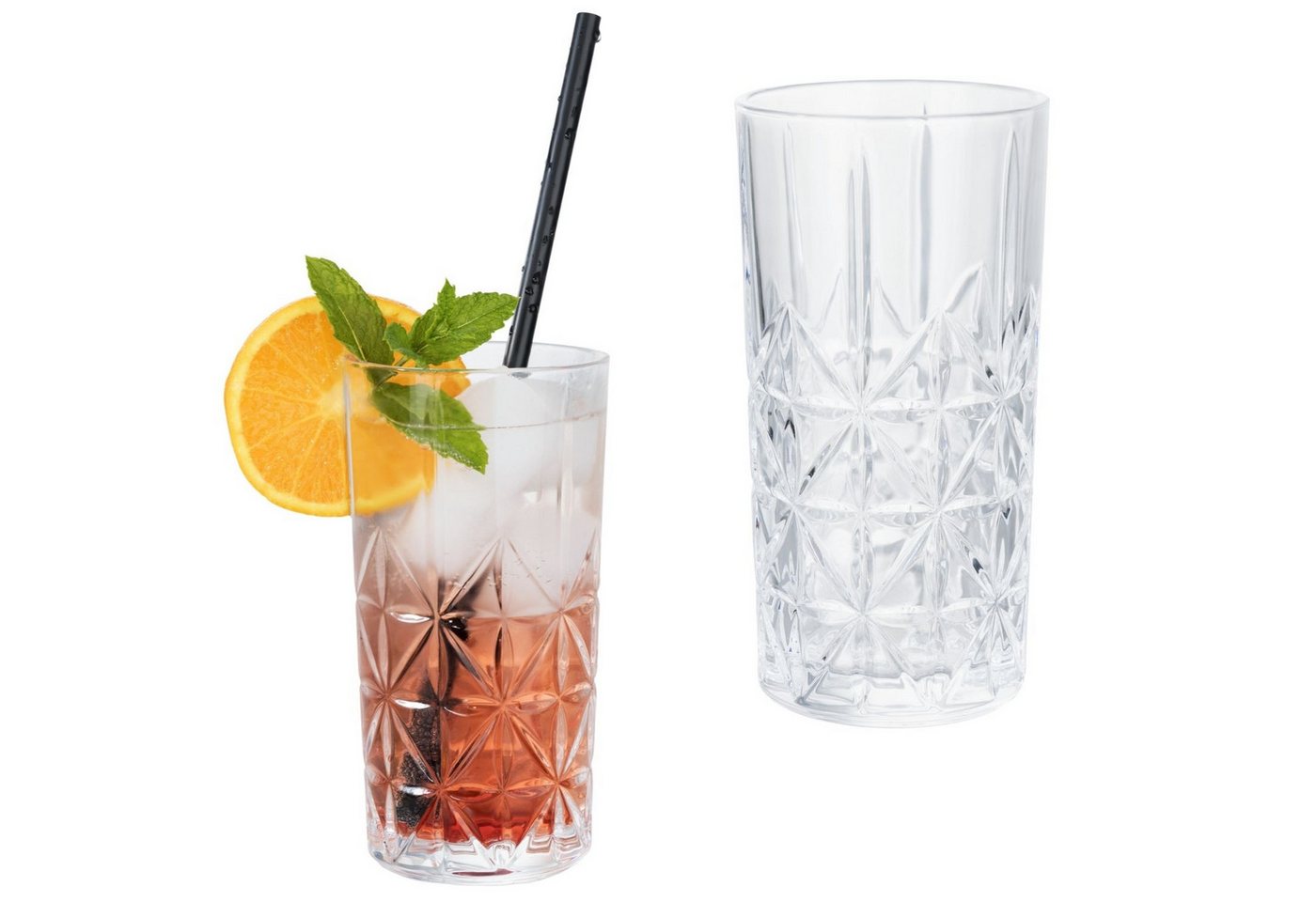 Flaschen-Fuchs Glas Gläser Set 6 teilig 300ml Trinkgläser Wassergläser Longdrink Kristall, Glas von Flaschen-Fuchs