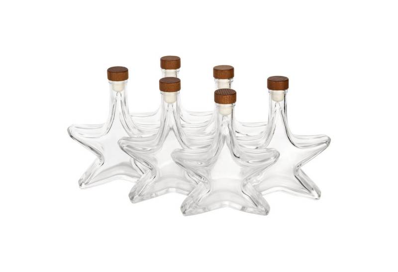Flaschen-Fuchs Vorratsglas 6x Sternflaschen 200ml -leere Likör Flaschen zum Befüllen, Glas, (6x Sternflasche) von Flaschen-Fuchs
