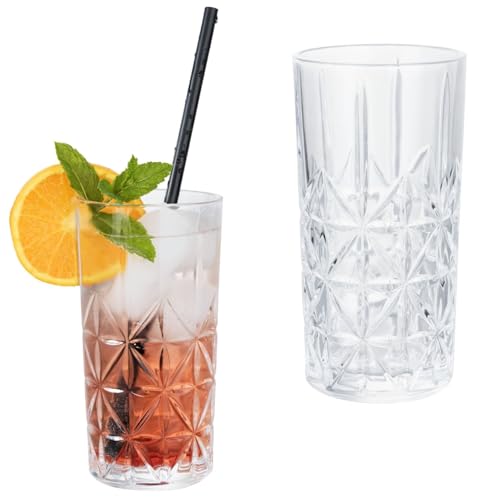 Gläser Set 6 teilig 300ml Trinkgläser modern Cocktailgläser Wassergläser Longdrinkgläser Kristall Optik Coctail Glas Trinkglas groß Water Glasses Longdrink Slush Glass Cup Saftgläser Cocktail von Flaschen-Fuchs
