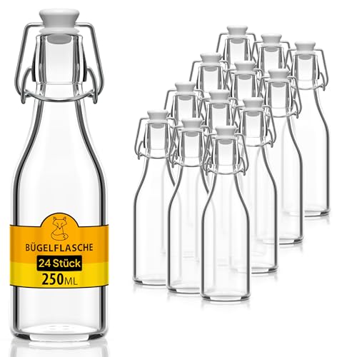 Glasflasche 250ml Glasflaschen zum befüllen Einmachgläser Bügelverschluss leere Flaschen zum befüllen Bügelflaschen Schnapsflaschen Glass bottle Likörflaschen Saftflaschen von Flaschen-Fuchs